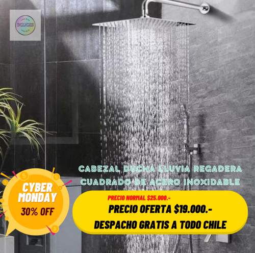 Cabezal Ducha Lluvia Regadera Cuadrado De Acero Inoxidable