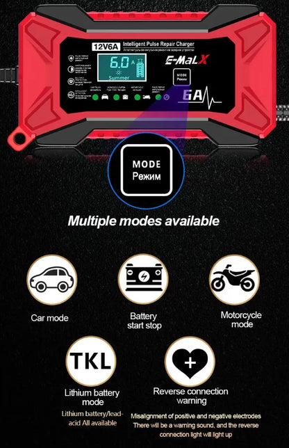 Cargador Batería Inteligente Y Rapido Para Autos Motos 12v