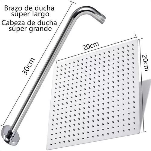 Cabezal Ducha Lluvia Regadera Cuadrado De Acero Inoxidable