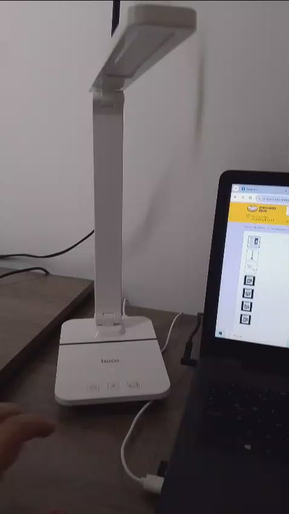 Lampara Escritorio Mesa Hoco Hx11 Plegable Blanco
