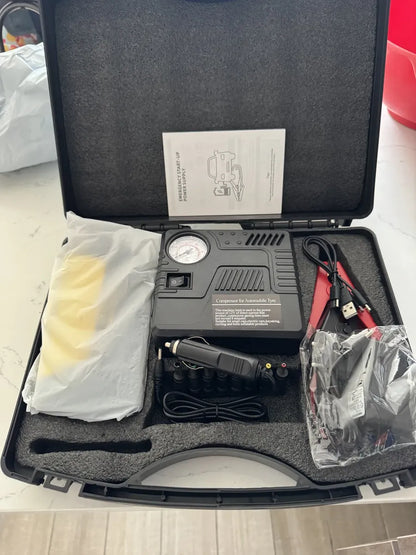 Partidor Cargador Powerbank Bateria Auto + Inflador De Neumáticos